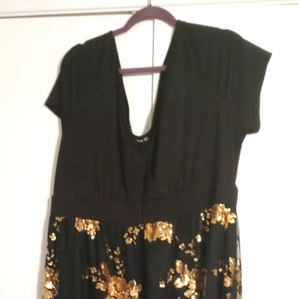 Shein black and gold dress